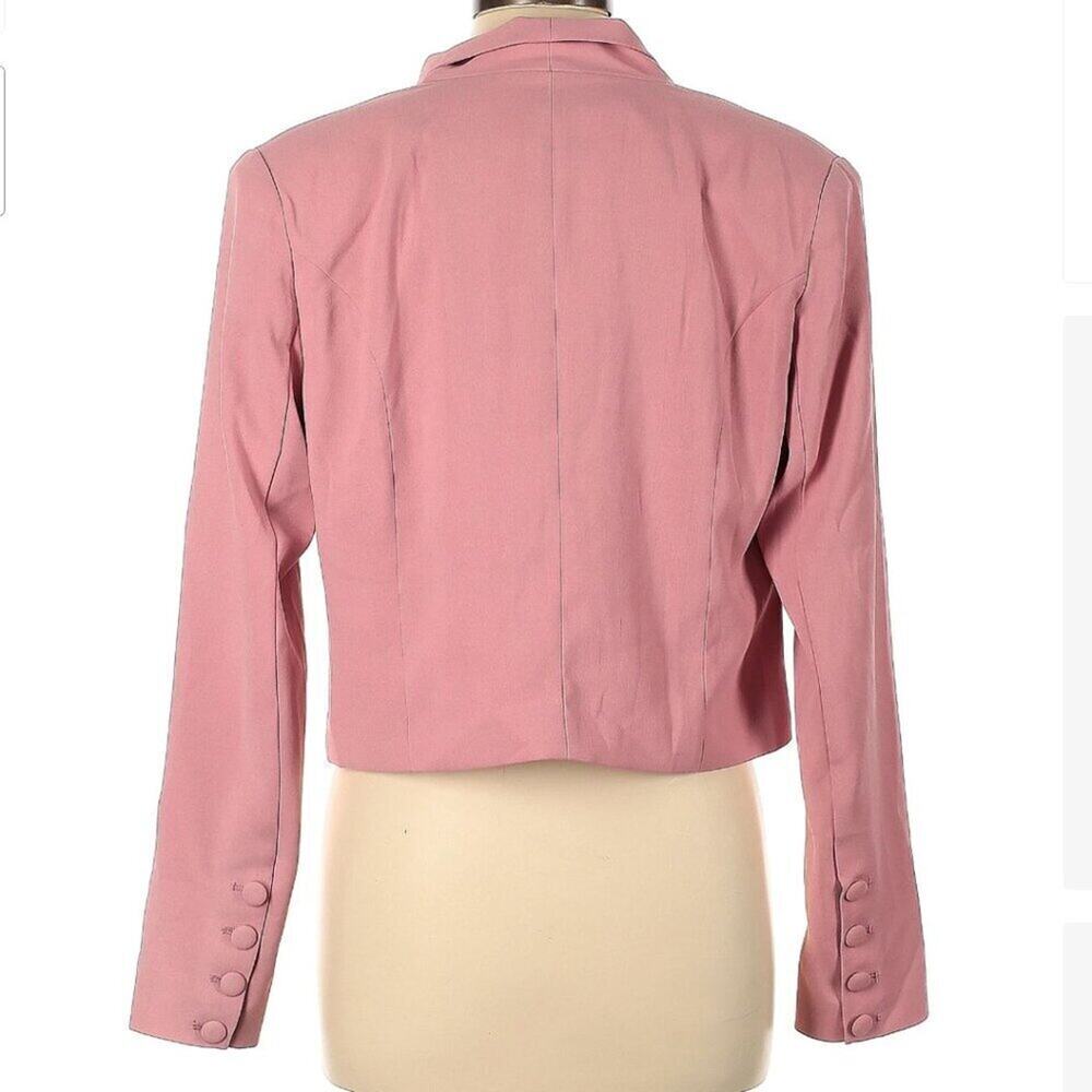 NWT Bebe Pink Blazer Cropped Chelsea Collar Open-Front Pastel Girlhoodcore Sz 12 - Picture 3 of 11